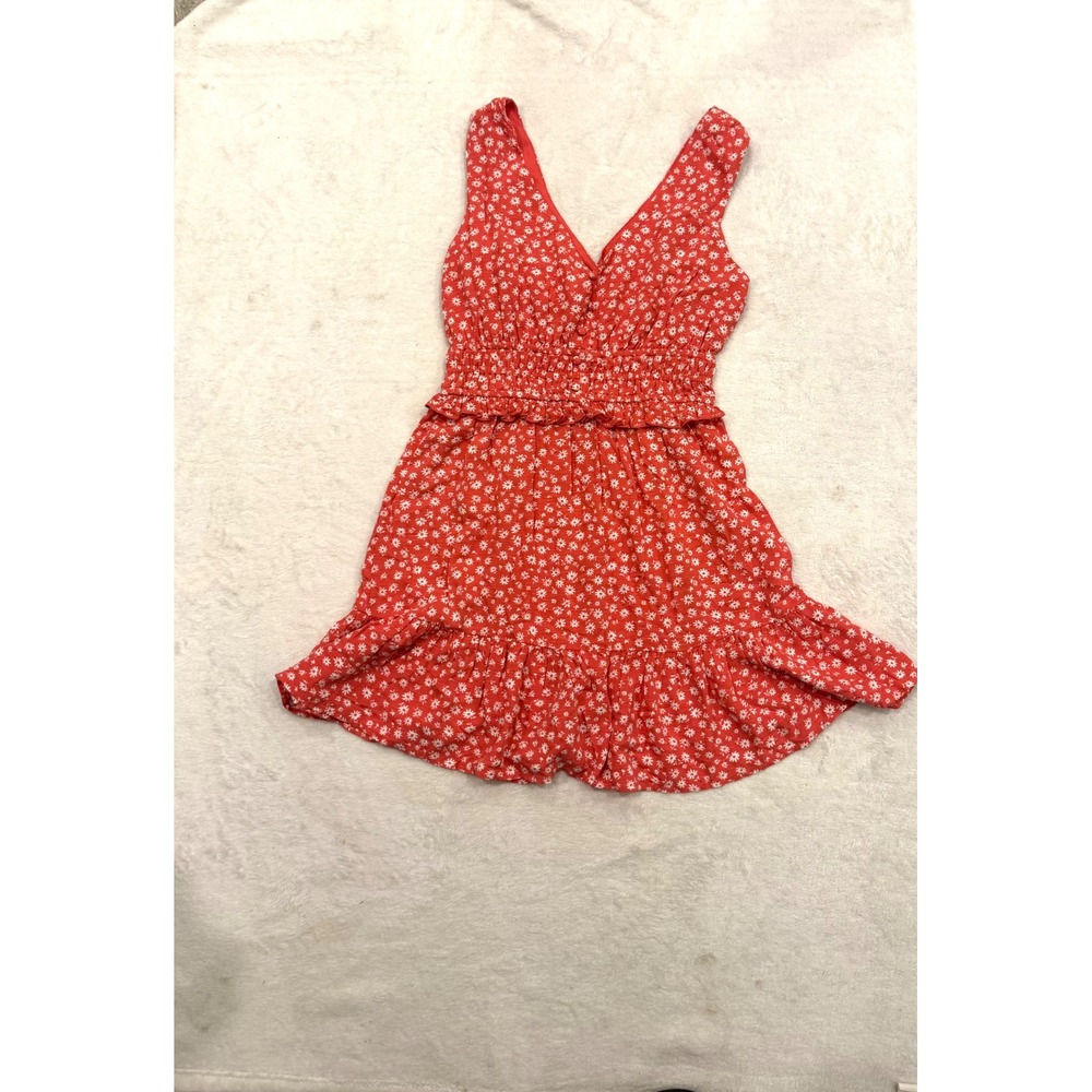 Live To Be Spoiled Punch Ditsy Floral Smocked Mini Dress Red White FRED6028J M